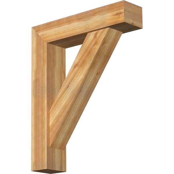 Ekena Millwork Traditional Block Rough Sawn Bracket w/ Offset Brace, Western Red Cedar, 8"W x 34"D x 42"H BKT0806X34X42TRA05RWR - main